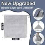 12PCS Wire Dishwashing Rag Non-Scratch: Multipurpose Wire Dishcloth for Wet and Dry - New Upgrade Double-Layer Dish Cloth Metal Cleaning Cloths with Microfiber for Kitchen, Sinks, Dishes, Stove Tops
