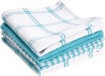 Premium Waffle Dish Cloths: Highly Absorbent, Super Soft Long Lasting - 100% Cotton, 12"x13" Flat Waffle Dish Towel for Cleaning & Drying Dishes, (4-Pack), Breeze