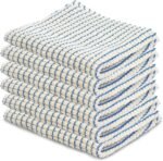 World's Best Kitchen Dish Cloths - Set of 6 Blue Dishcloths for Washing Dishes - Absorbent Poly Cotton Waffle Weave Dish Rags, Made in USA