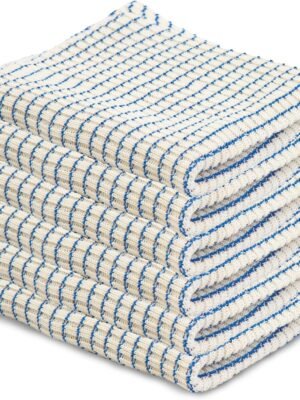 World's Best Kitchen Dish Cloths - Set of 6 Blue Dishcloths for Washing Dishes - Absorbent Poly Cotton Waffle Weave Dish Rags, Made in USA