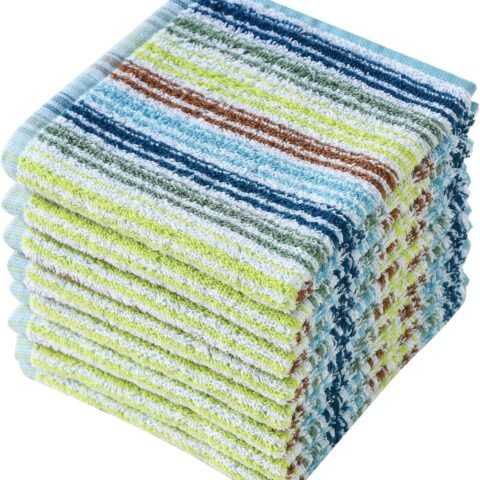 Kitchen Dishcloths for Washing Dishes, Ultra Absorbent Dish Rags, Cotton Cleaning Cloths Pack of 8, 12x12 Inches (Mix-1, 12x12 inch)