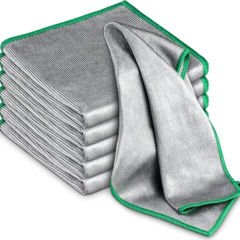 Glass Polishing Cloth Streak Free Miracle Cleaning Cloth Lint Free Microfiber Cleaning Rags for Glasses Kitchen Dish Mirrors Easy Clean, Pack of 6, 12" x 12"
