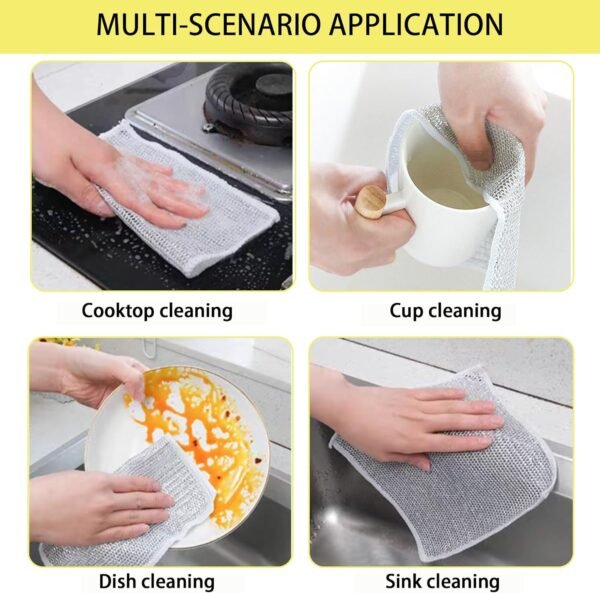 8 Pac Multipurpose Wire dishwashing rag- Reusable Non Scratch Wire Dishcloth, Non Scratch Dishcloth That Can for Kitchen Pots and cooktops, Sinks Dish Rags 7.87' * 7.87'