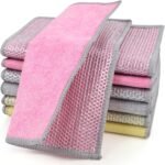 12 Pcs Wire Dishwashing Rag, Wire Washing Cloth, Double Layer Cleaning Cloths, Non Scratch Wire Dishcloth, Multipurpose Wire Dishwashing Rags for Wet and Dry (3 Colors)