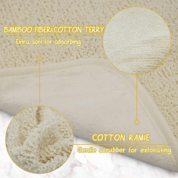 Natural Organic Ramie and Rayon Made from Bamboo Dual Sided Washcloths Hand Towels Ultra Soft for Shower Bath Spa, Gentle for Body Face Sensitive Baby Skin, Pack of 4