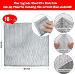 Multifunctional Wire Dishwashing Rag and Washing Gloves, Powerful Cleaning Non Scratch Wire Dishcloth Reusable and Washable for Cookware, Sinks, Dishes, Stoves, Dish Cloth