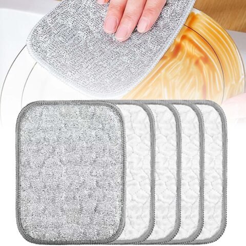 Multipurpose Wire Dishwashing Rags for Wet and Dry, Double Sided Wire Washing Cloth, Reusable  Cleaning Cloths, Non Scratch Wire Dishcloth for Home Kitchen, Sinks,Pots,Pans,Dishes (5PCS)