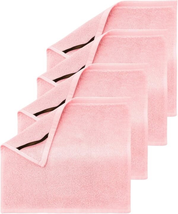 Rayon Bamboo Ultra-Soft Washcloths Luxurious, Gentle, and Fast-Drying Towels | 4-Pack 12x12 Machine Washable | Pink