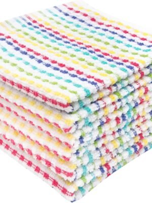 Pebble Dish Cloth Set: Highly Absorbent & Super Soft - 100% Cotton, Durable and Super Absorbent Kitchen Bar Dish Cloths for Wiping Tables and Counters, 6-Pack, Summer