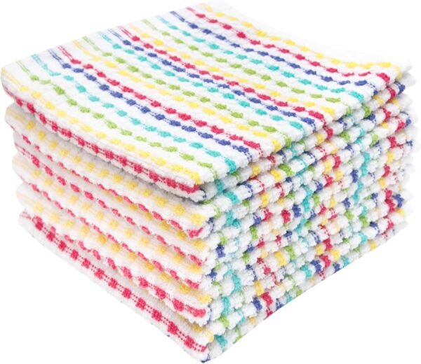 Pebble Dish Cloth Set: Highly Absorbent & Super Soft - 100% Cotton, Durable and Super Absorbent Kitchen Bar Dish Cloths for Wiping Tables and Counters, 6-Pack, Summer