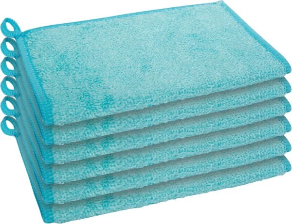 Odor-Free Kitchen Washcloths - Natural Kitchen Dish Cloths, 91% Bamboo-Derived Rayon Cellulose Fiber, Reusable, Absorbent, Hygienic, Fast Dry, Durable, Non-Scratch, Lint-Free - 6 pcs, 7x9
