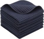 Microfiber Kitchen Dish Cloths Thick Dish Rags Cleaning Cloth Waffle Weave Washcloths Odor Free Ultra Absorbent 12Inch X 12Inch 7 Pack (Black)