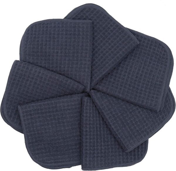 Microfiber Kitchen Dish Cloths Thick Dish Rags Cleaning Cloth Waffle Weave Washcloths Odor Free Ultra Absorbent 12Inch X 12Inch 7 Pack (Black)
