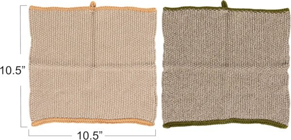 Square Cotton Knit (Set of 2) Dish Cloth, Multi (DF3785)
