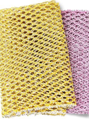 Heavy Duty Dish Scrubbers, Non-Scratch Scouring Pads - Odorless & Long Lasting Mesh Dish Cloth - Replace Sponges - Kitchen, Floor and Bathroom Usage - Made in Korea (2 Pcs)