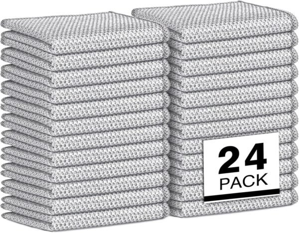 Non Scratch Wire Dishcloth 24PK, Wire Dishwashing Rag for Wet and Dry, Washable Dish Rags No Odor, Cleaning Pads Steel Scrubber for Cookware, Sinks, Dishes, Stove Tops, 7"×8"