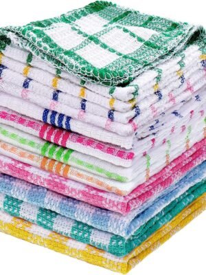 12 Pcs Kitchen Dish Cloths for Washing Dishes Cleaning Cloth Absorbent Dish Rags Drying Cleaning for Scrubbing Wipe Glass Home and Kitchen(Bright Color,13.8'' X 13.8'', 11.8 x 11.8'')