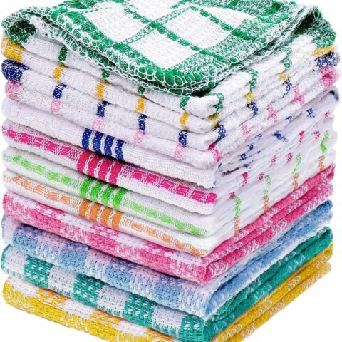12 Pcs Kitchen Dish Cloths for Washing Dishes Cleaning Cloth Absorbent Dish Rags Drying Cleaning for Scrubbing Wipe Glass Home and Kitchen(Bright Color,13.8'' X 13.8'', 11.8 x 11.8'')